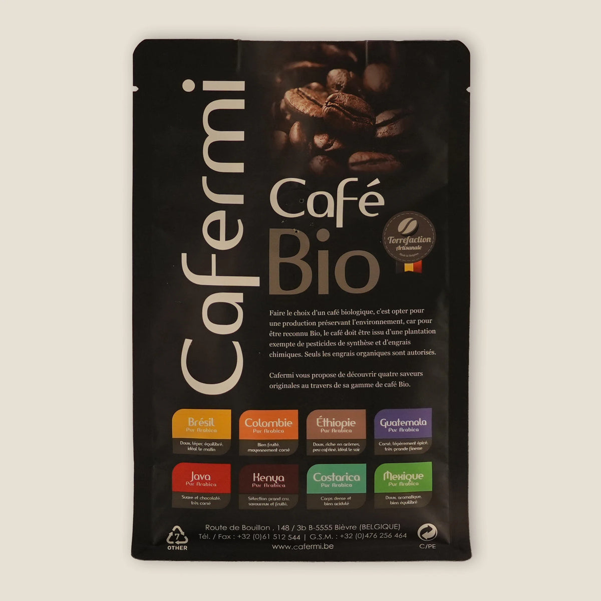 Dos paquet café Décaféiné Bio Cafermi 250g - certifié biologique